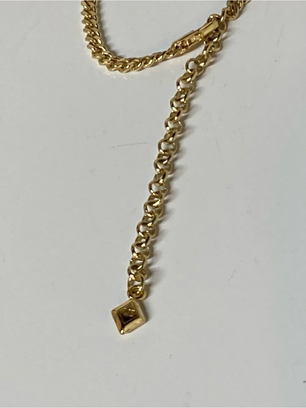 Vera Bradley Gold-Tone 3D Triangle Necklace with Turquoise Stone 17” one side